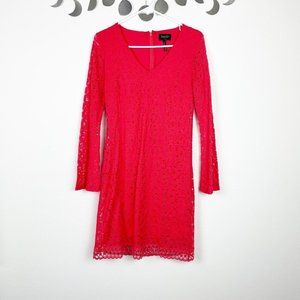 Laundry Shelli Segal Red Lace Dress Flare Sleeves